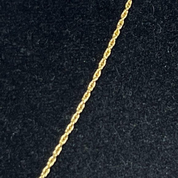 Gold Tone Rope Chain 15" Necklace With Pink Flower (4299) - Picture 5 of 6